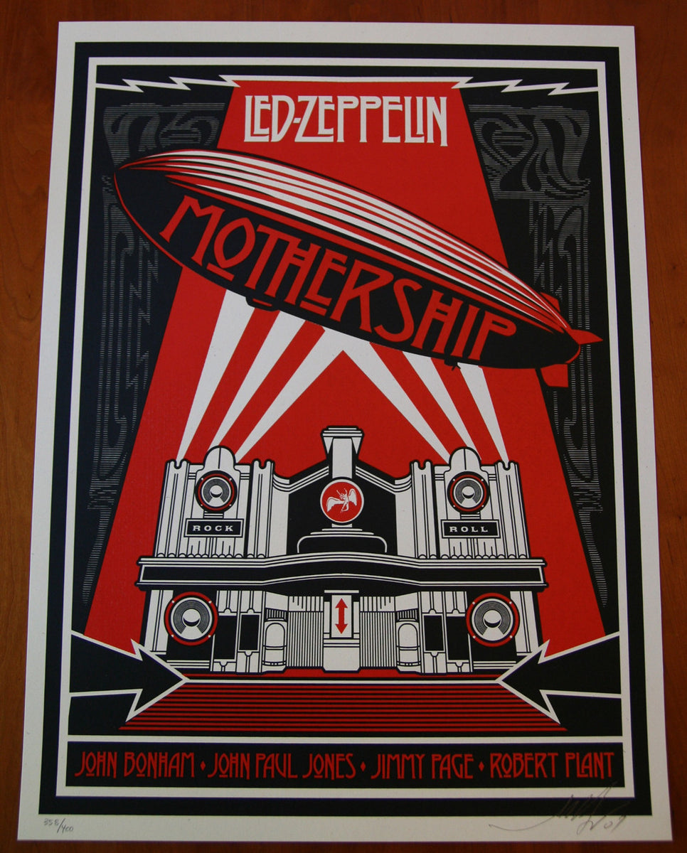 Shepard Fairey Led Zeppelin Mothership original print – Blackline