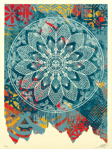 Collage Peace Mandala - Blue