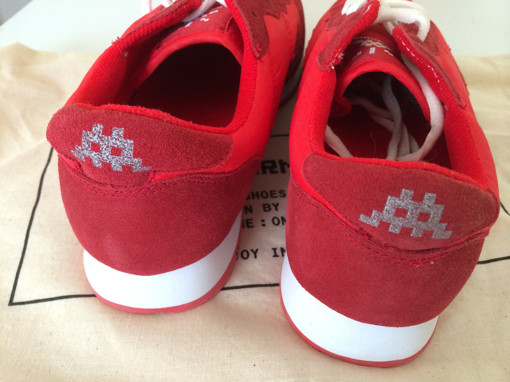 Space Invader Invasion Shoes - Red original – Blackline Gallery